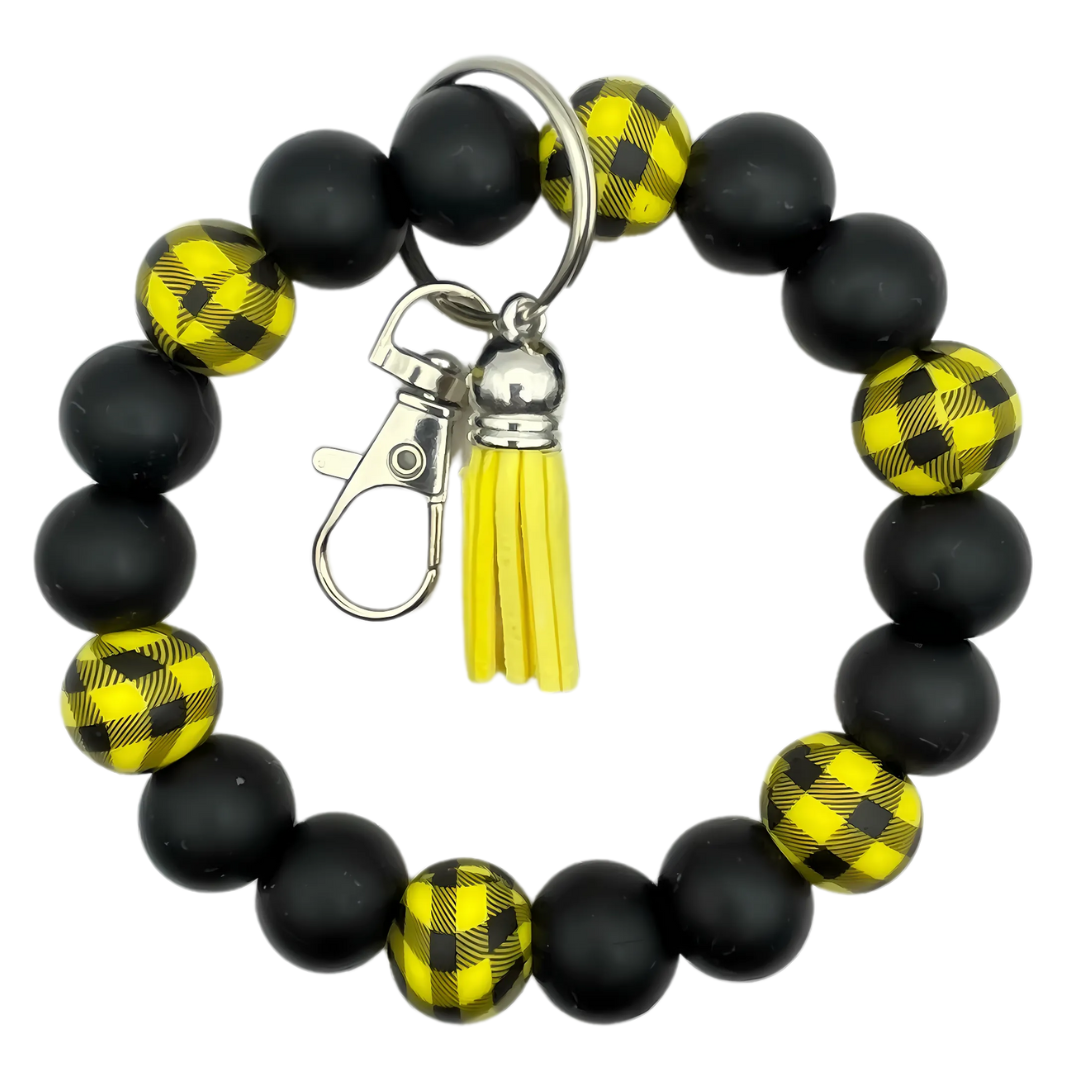 Keychain Wristlet Yellow Plaid